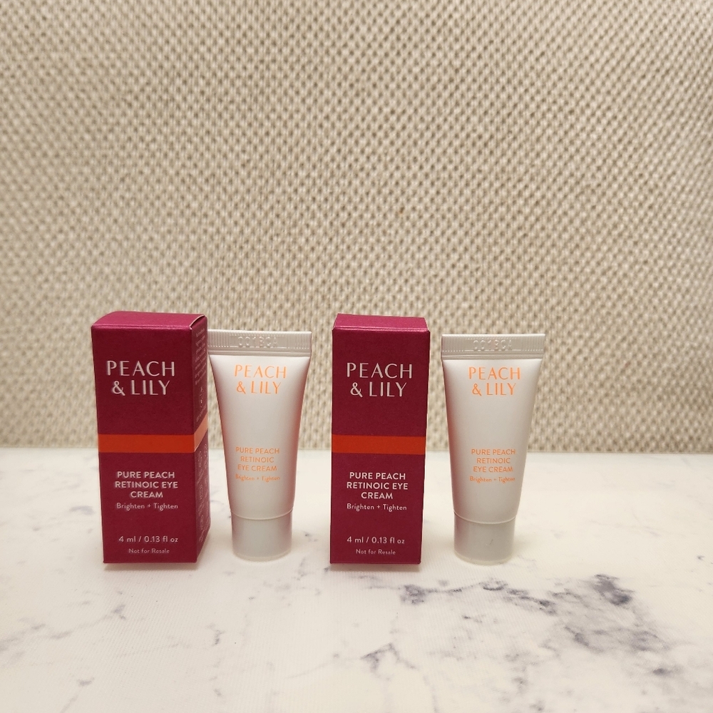 2 Peach & Lily Pure Peach Retinoic Eye Cream Mini Travel Size .13 Oz